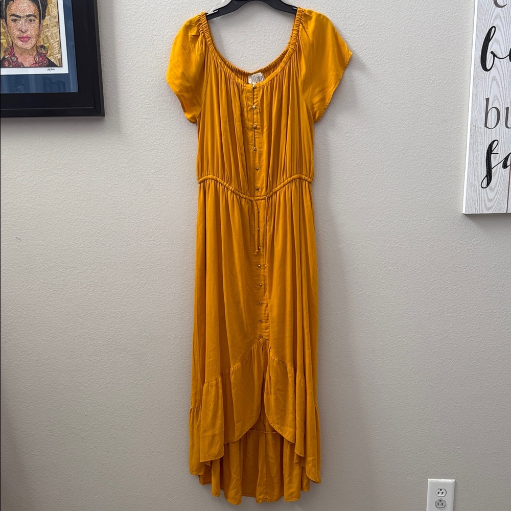 Chic High-Low Dress in Mustard Yellow